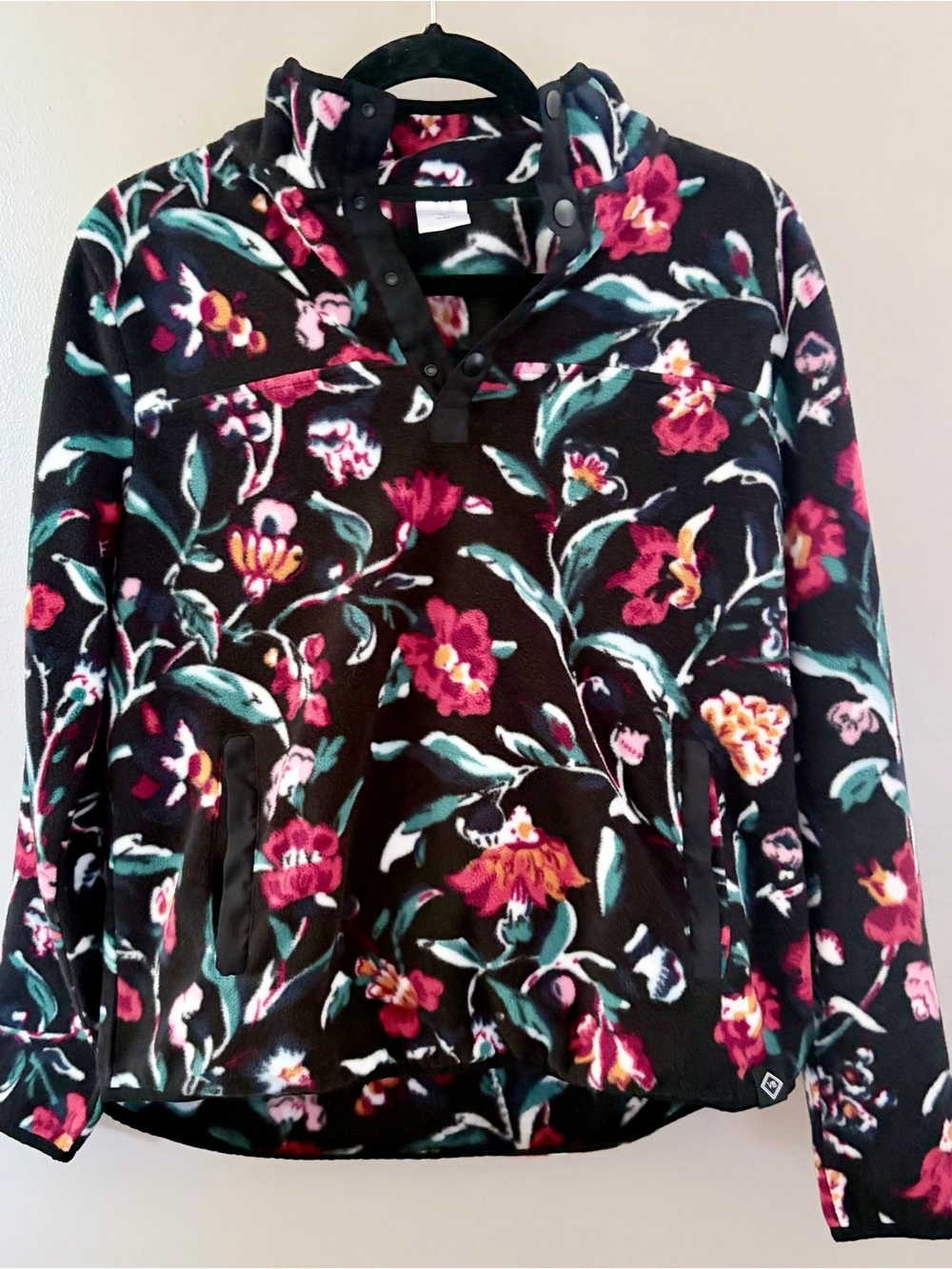Vera Bradley Sporty Fleece Pullover Perennials Noir Womens Medium